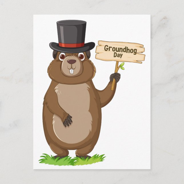 Happy Groundhog Day Postcard (Front)