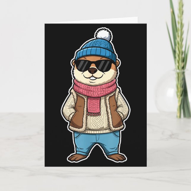 Happy Groundhog Day Shadow Cute Groundhog Funny  Card (Front)