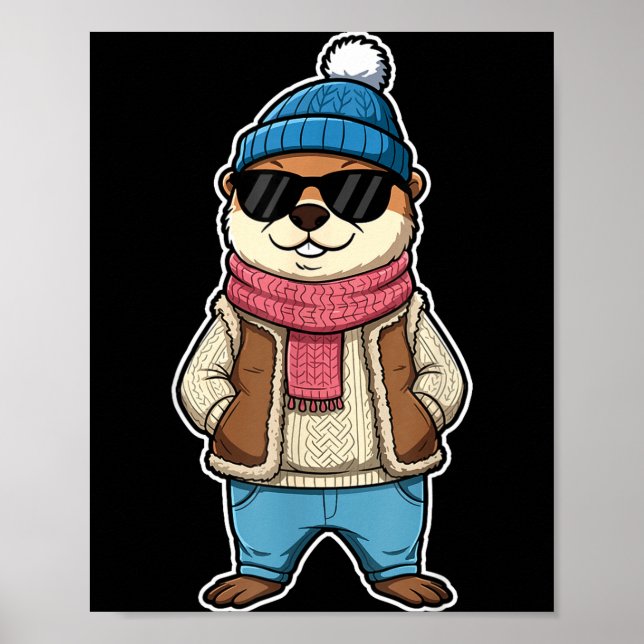 Happy Groundhog Day Shadow Cute Groundhog Funny  Poster (Front)