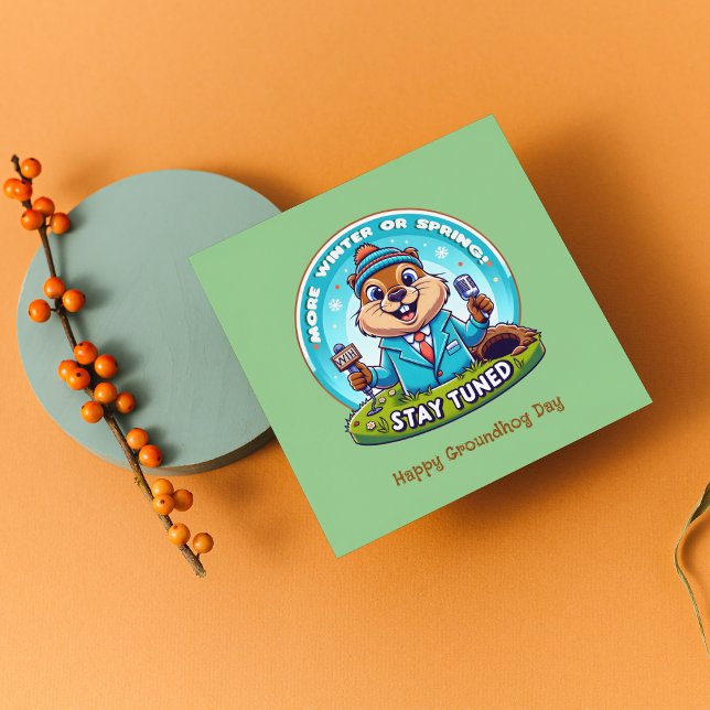 Happy Groundhog Day : Spring Or Winter News Report Holiday Card (Creator Uploaded)