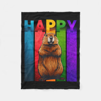 Happy Groundhog Day Tee  Fleece Blanket