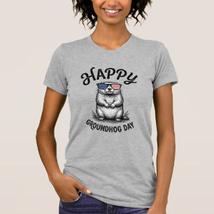 Happy Groundhog Day Vintage Engraving Shirt Design