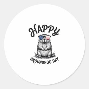 Happy Groundhog Day Vintage Engraving Shirt Design Classic Round Sticker
