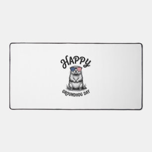 Happy Groundhog Day Vintage Engraving Shirt Design Desk Mat