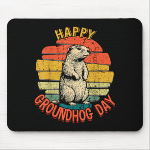 Happy Groundhog Day Vintage Funny Woodchuck Retro Mouse Pad