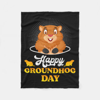 Happy Groundhog Day Whistlepig Animal Groundhog Ro Fleece Blanket