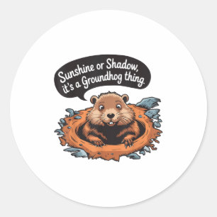 Happy Groundhog Day Woodchuck Animal Groundhog Lov Classic Round Sticker