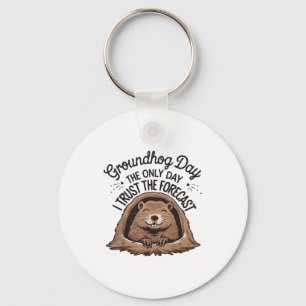 Happy Groundhog Day Woodchuck Animal Groundhog Lov Key Ring