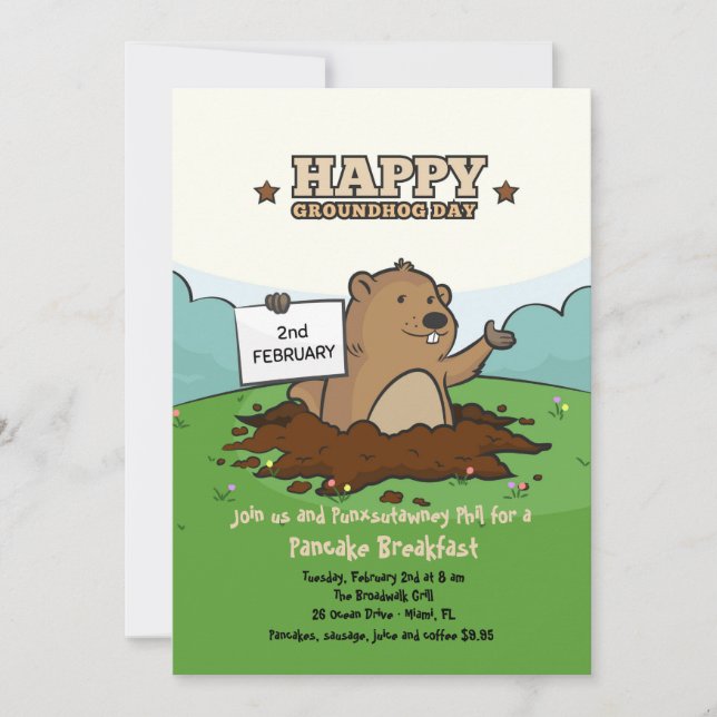 Happy Groundhog Invitation (Front)