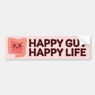 Happy Gut, Happy Life – Cute Smiling Intestine Bumper Sticker