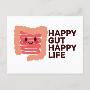 Happy Gut, Happy Life – Cute Smiling Intestine Holiday Postcard