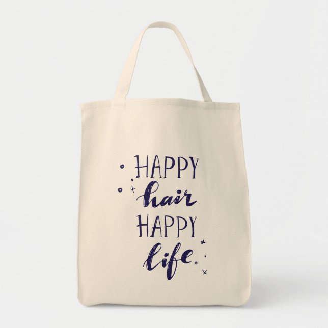 Happy Hair Happy Life Tote Bag (Front)