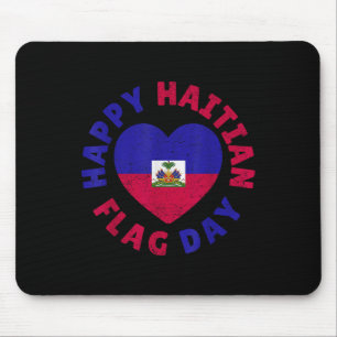 Happy Haitian Flag Day Cool Haiti Flag Heart Women Mouse Pad