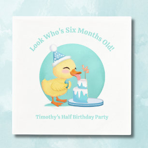 Happy Half Birthday Baby Duck with Cake Party Napkin