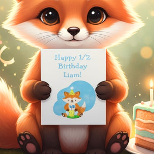 Happy Half Birthday Son Baby Fox with Birthday Card