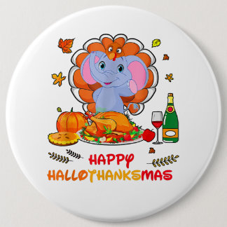 Happy Hallo Elephant Drinking Wine Thank You Gift  6 Cm Round Badge