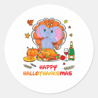 Happy Hallo Elephant Drinking Wine Thank You Gift  Classic Round Sticker