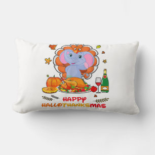 Happy Hallo Elephant Drinking Wine Thank You Gift Lumbar Cushion