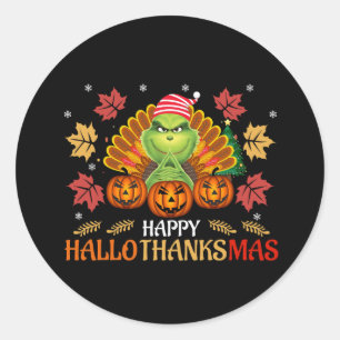 happy hallo thanksmas classic round sticker