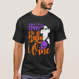 Happy Hallo Wine Halloween Cute Drinking Graphic T-Shirt