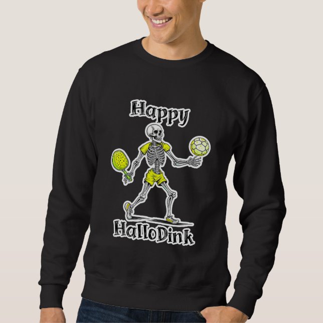 Happy Hallodink | Halloween and Pickleball Pun Sweatshirt (Front)
