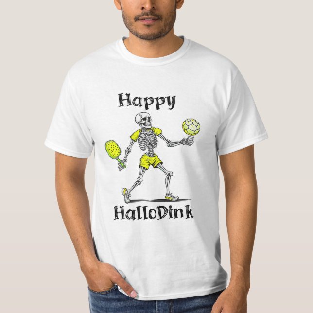 Happy Hallodink | Halloween and Pickleball Pun T-Shirt (Front)
