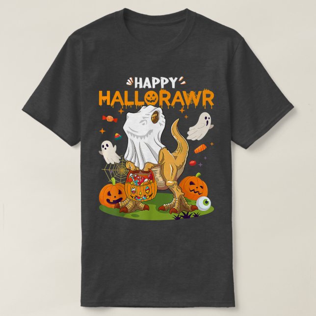 Happy Hallorawr Dinosaur T rex Halloween Costume B T-Shirt (Design Front)
