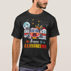 Happy Hallothankmas Firefighter Fire Truck Hallowe T-Shirt