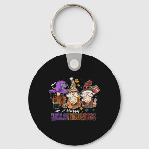 Happy Hallothankmas Gnomeis Halloween Thanksgiving Key Ring