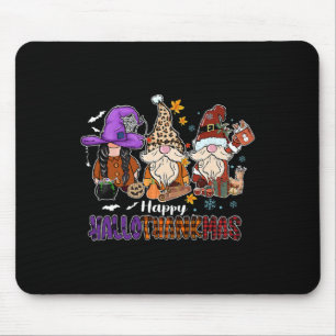 Happy Hallothankmas Gnomeis Halloween Thanksgiving Mouse Pad