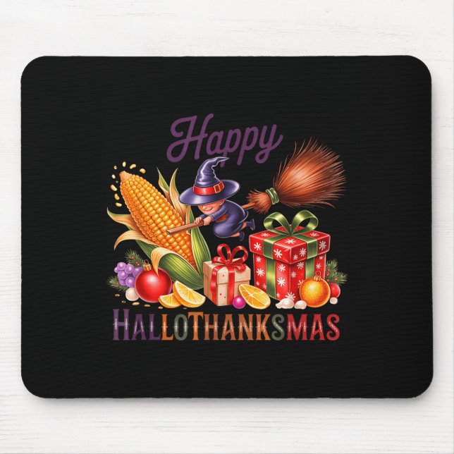 Happy Hallothankmas Witch Cornucoa  Mouse Pad (Front)