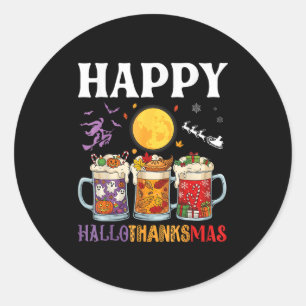 Happy Hallothanksmas Beer Drinker Halloween To Xma Classic Round Sticker