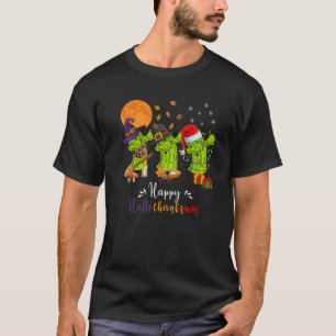 Happy Hallothanksmas Cactus Halloween Thanksgiving T-Shirt