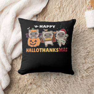 Happy Hallothanksmas Cat Christmas Elephant Cushion