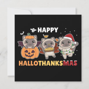 Happy Hallothanksmas Cat Christmas Elephant Invitation