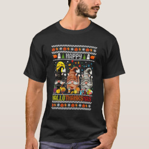 Happy Hallothanksmas Cat Gnomes  Cat  1 T-Shirt