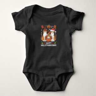 Happy Hallothanksmas Cats Halloween Christmas Baby Bodysuit