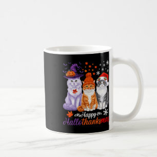 Happy Hallothanksmas Cats Halloween Thanksgiving C Coffee Mug