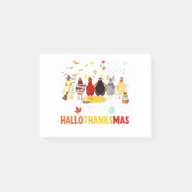 Happy Hallothanksmas Chickens Costume Halloween Th Post-it Notes (Front)