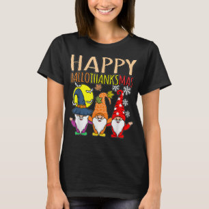 Happy Hallothanksmas Christmas Halloween Thanksgiv T-Shirt