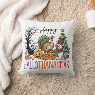 Happy Hallothanksmas Clipart Cushion