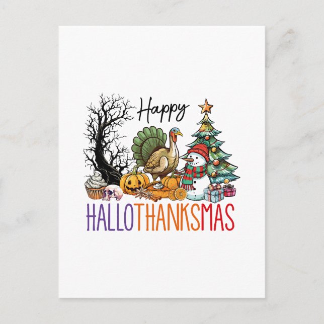 Happy Hallothanksmas Clipart Postcard (Front)