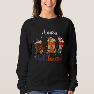 Happy Hallothanksmas Coffee Halloween Thanksgiving Sweatshirt