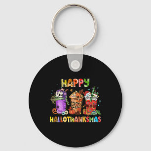 Happy Hallothanksmas Coffee Latte Halloween Thanks Key Ring