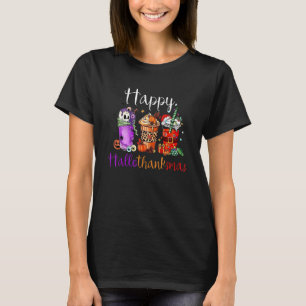 Happy Hallothanksmas Coffee Latte Halloween Thanks T-Shirt