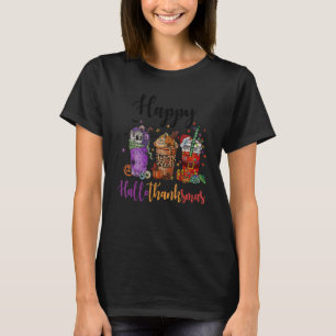 Happy Hallothanksmas Coffee Latte Halloween Thanks T-Shirt