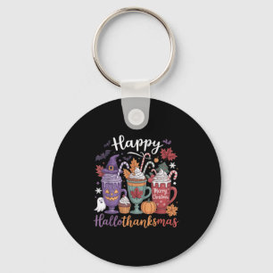 Happy Hallothanksmas Coffee Lover Halloween Merry Key Ring