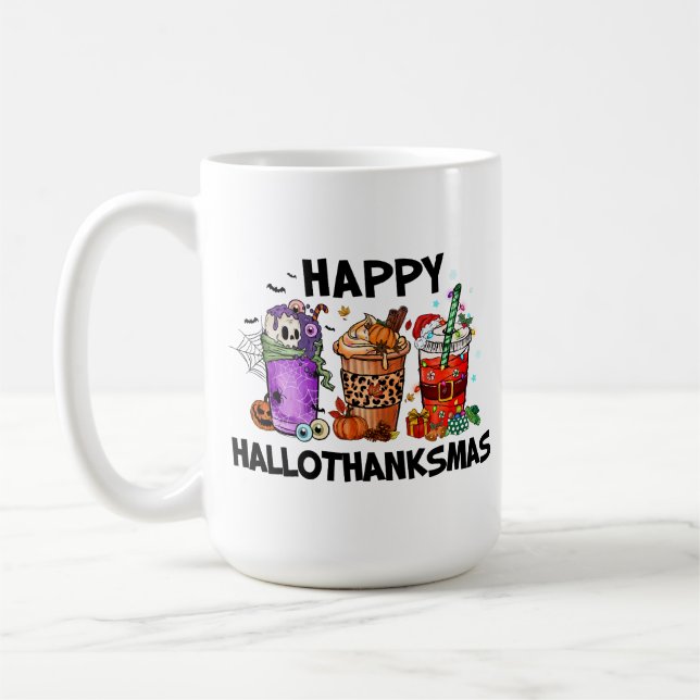 Happy HalloThanksMas  Coffee Mug (Left)