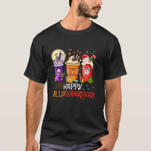 Happy Hallothanksmas Coffee Women Halloween Merry T-Shirt