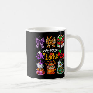 Happy Hallothanksmas Coquette Bow Coffee Latte Can Mug